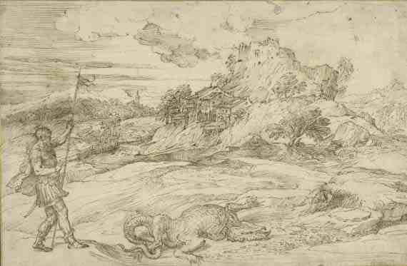 Titian, Landscape with St. Theodore Overcoming the Dragon
